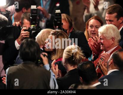 BORIS JOHNSON, CARRIE SYMONDS, STANLEY JOHNSON, 2019 Foto Stock