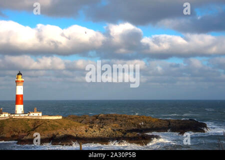 Buchan Ness faro in Boddam, Aberdeenshire, Scotland, Regno Unito Foto Stock