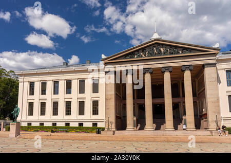 OSLO, Norvegia - Università di Oslo, campus centrale nella Facoltà di Giurisprudenza dell'edificio. su Karl Johans Gate Street. Foto Stock