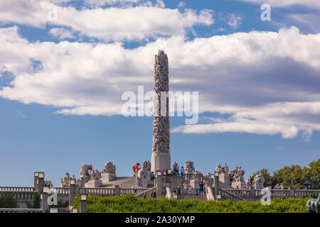 OSLO, Norvegia - monolito, Vigeland Sculpture area, nel Parco Frogner. Foto Stock