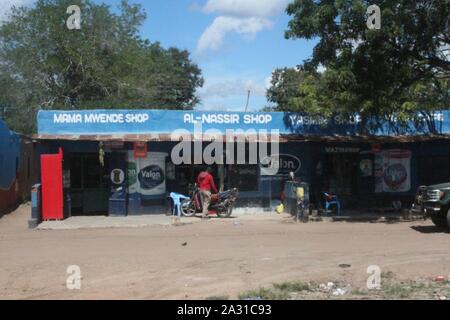 Strada di Mombasa in Kenya, estate 2015 (km 68): Negozi a Mackinnon Road Foto Stock