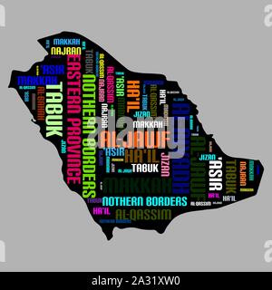 Mappa vettoriale di Arabia Saudita word cloud, eps vettore10 Illustrazione Vettoriale