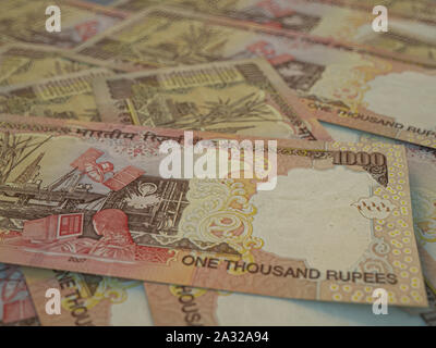 INR. La valuta indiana. Il denaro di India background aziendale. Rupie indiane closeup photo, offuscata indietro. Foto Stock