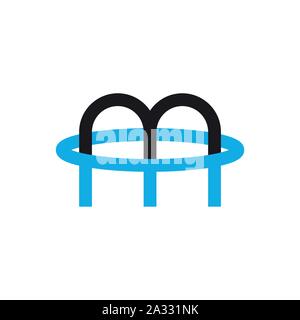 Nero e blu lettera m logo, icona-vettore - Vettore Illustrazione Vettoriale