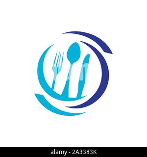 Cucchiaio e forchetta logo illustrazione vettoriale per cafe ristorante o un grafico cibo icona simbolo per la cottura di business Illustrazione Vettoriale