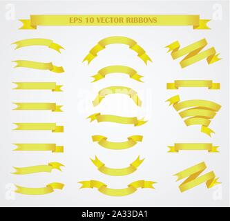 Gli elementi di design. Set di vettore giallo nastri o banner. Illustrazione Vettoriale