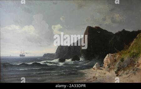 F. (Federico) Schafer olio su tela seascape ‥98Nord capi sulla costa del Pacifico, California,‥99 Stephenson‥99s banditori. Foto Stock