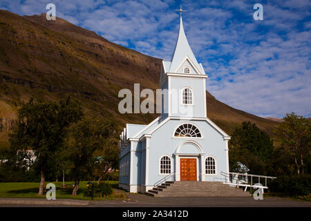 Chiesa di Seyðisfjörður Affitto, Islanda Foto Stock