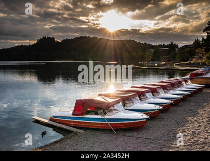 Tramonto al lago Titisee Foto Stock