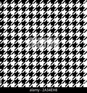 Houndstooth classico bianco e nero pattern piastrella senza giunture 3D illustrazione Foto Stock