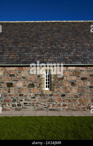 Vista esterna della parte di Iona Abbey, Iona, Highlands Occidentali, Scotland, Regno Unito Foto Stock