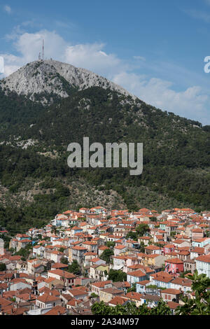 Agiasos, Monte Olimpo, Lesbo, Grecia. Foto Stock