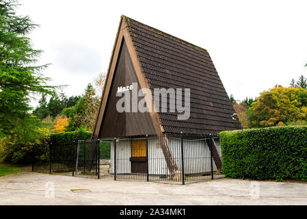 Ingresso al più antico piantato labirinto di siepi in Scozia nel Hazlehead park, Aberdeen Foto Stock