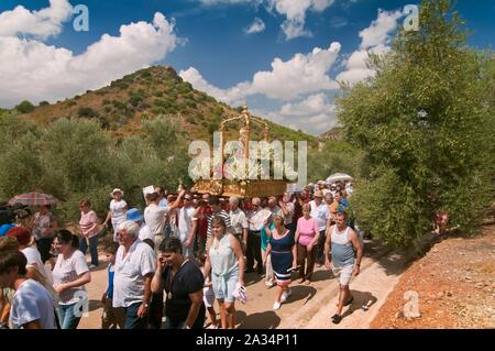 Pellegrinaggio della Virgen de la Fuensanta, Corcoya, Siviglia-provincia, regione dell'Andalusia, Spagna, Europa. Foto Stock