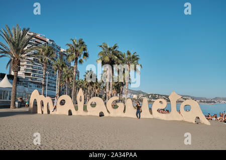 La Malagueta beach. Málaga, Spagna. Foto Stock