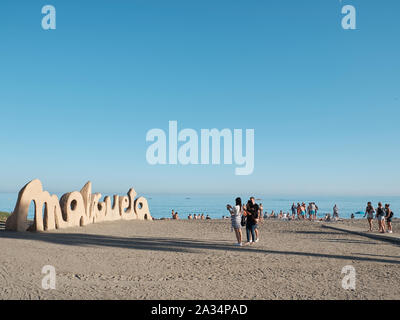 La Malagueta beach. Málaga, Spagna. Foto Stock