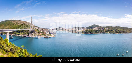 Panorama impressionante di Franjo Tudman ponte di Dubrovnik, Croazia Foto Stock