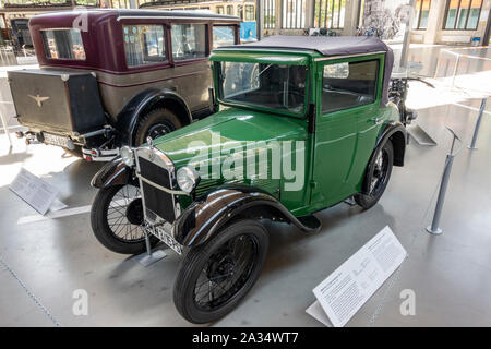 Un 1929 BMW Dixi 3/15 due posti auto sportive (da 2) Nel Deutsches Museum Verkehrszentrum, (Tedesco Museo dei Trasporti), Monaco di Baviera, Germania. Foto Stock