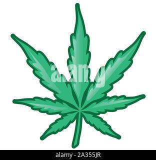 Foglia di Marijuana isolati su sfondo bianco Illustrazione Vettoriale