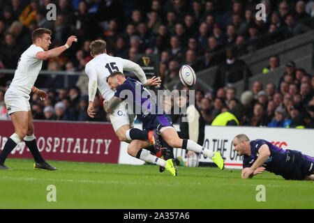 Londra, Inghilterra - marzo 16 2019: durante il Guinness Sei Nazioni match tra Inghilterra e Scozia a Twickenham Stadium. Foto Stock