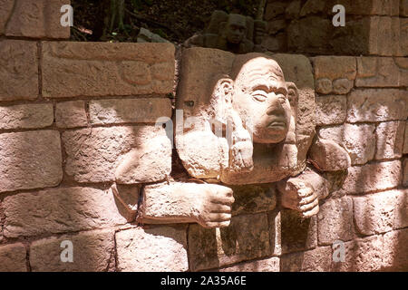 La scala geroglifica in Copan rovine, Copan, Honduras Foto Stock