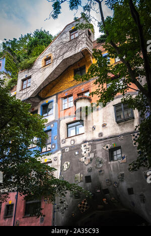 La vista della casa Hundertwasser in Kegelgasse in Wien Vienna, Austria Foto Stock