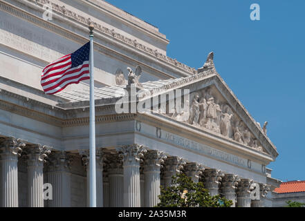 Archivi nazionali degli Stati Uniti d'America Edificio, Pennsylvania Avenue, Washington D.C. Foto Stock
