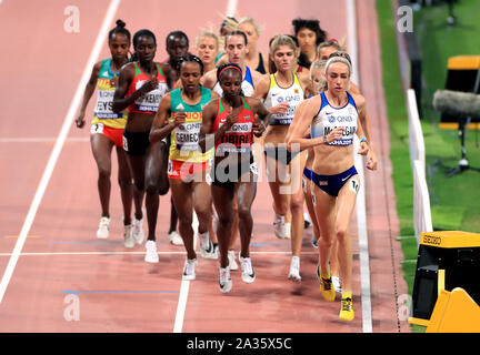 Gran Bretagna Eilish McColgan in azione in campo femminile 5000m final durante il giorno nove della IAAF Campionati del Mondo Al Khalifa International Stadium, Doha, Qatar. Foto Stock