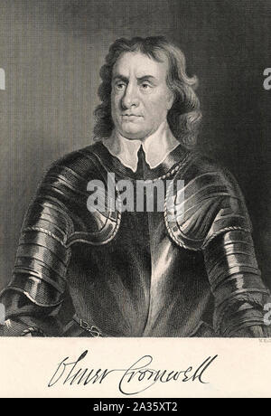 OLIVER Cromwell (1599-1658) militare inglese e leader politico Foto Stock