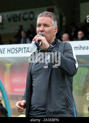 High Wycombe, Regno Unito. 05 ott 2019. Peterborough Regno manager Darren Ferguson durante la scommessa del Cielo lega 1 corrispondenza tra Wycombe Wanderers e Peterborough presso Adams Park, High Wycombe, in Inghilterra il 5 ottobre 2019. Foto di Andy Rowland. Credito: prime immagini multimediali/Alamy Live News Foto Stock