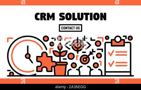 La soluzione CRM di banner, stile contorno Illustrazione Vettoriale