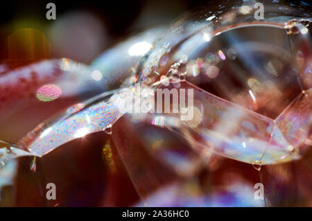 La illuminano rainbow sulla superficie della bolla Foto Stock