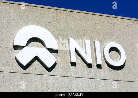 NIO North American sede e lo sviluppo globale del software center nella Silicon Valley. Nio è Cinese elettrico veicoli autonomi fabbricante Foto Stock