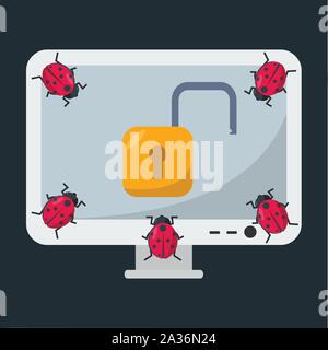 Calcolatore attacco di virus concetto illustrazione vettoriale Illustrazione Vettoriale