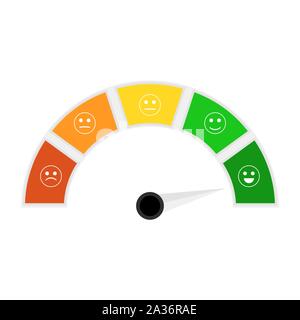 Informazioni sul punteggio di credito indicatore per la storia di credito. Vettore indicatore di rating, cruscotto di prestito, ipoteca di dosaggio illustrazione finanziaria Illustrazione Vettoriale