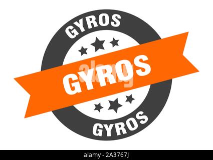 Gyros segno. giroscopi arancio-nero tondo adesivo del nastro Illustrazione Vettoriale