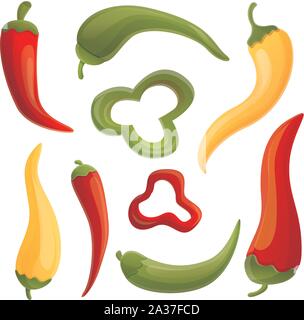 Peperoncino set di icone. Cartoon set di peperoncino icone vettoriali per il web design Illustrazione Vettoriale