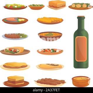 Cucina greca set di icone. Cartoon set di cucina greca icone vettoriali per il web design Illustrazione Vettoriale