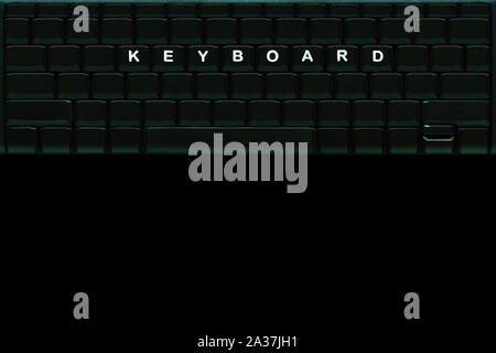 La parola " tastiera ' sul calcolatore vergine pulsante tastiera nelle tenebre dello sfondo. Vista superiore e copia spazio per il testo. Foto Stock