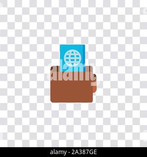 Icona del portafoglio simbolo e segno. wallet icona di colore per la progettazione del sito web e mobile app sviluppo. Semplice elemento dalla collezione di viaggio isolato su nero Illustrazione Vettoriale