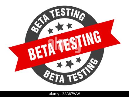 Il beta testing segno. il beta testing rosso-nero tondo adesivo del nastro Illustrazione Vettoriale