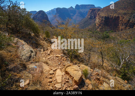 Escursionismo il sentiero di leopard nel blyde river canyon - Mpumalanga in Sudafrica Foto Stock