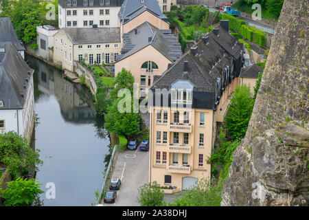 Vista da Le Chemin de la Corniche, città di Lussemburgo, Lussemburgo Foto Stock