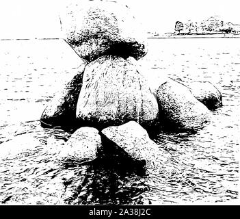 Abilmente e ornati in immagine di un bellissimo paesaggio nei colori bianco e nero ottica Foto Stock