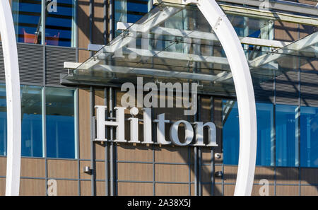 L'Hotel Hilton all'Ageas Bowl Stadium ( ex Hampshire Rose Bowl ), Botley Road, West End, nr Southampton, Hampshire, Inghilterra, Regno Unito Foto Stock