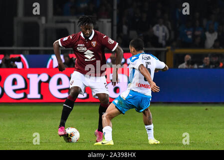 Meite Soualiho (Torino FC) durante la Serie A TIM partita di calcio tra Torino FC e SSC Napoli allo Stadio Grande Torino il 6 ottobre, 2019 a Torino, Italia. Foto Stock