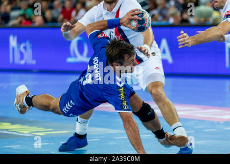 Zagabria, Croazia - 14 settembre 2019: EHF man's Championship League. PPD Zagreb vs. Paris Saint-Germain. In azione HORVAT Zlatko (18) Foto Stock