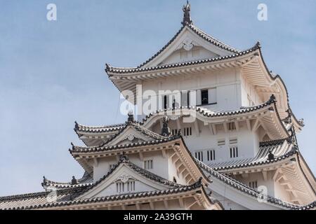 Il castello di Himeji, Himeji-jo, Shirasagijo o airone bianco, il castello di Himeji, Prefettura di Hyogo, Giappone Foto Stock