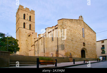 Close-up della storica chiesa di Argeles sur Mer Foto Stock