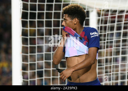 Barcellona, Spagna. 06 ott 2019. Jean-Clair Todibo del FC Barcelona durante la partita FC Barcellona v Sevilla FC, di LaLiga, stagione 2019/2020, data 8. Stadio Camp Nou. Barcelona, Spagna, 06 ott 2019. Barcellona, 06-10-2019. LaLiga 2019/ 2020, la data 8. Barcellona - Sevilla. Jean-Clair Todibo del FC Barcelona Credit: Pro scatti/Alamy Live News Foto Stock